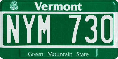 VT license plate NYM730