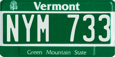 VT license plate NYM733