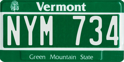 VT license plate NYM734