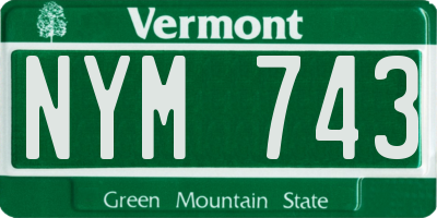 VT license plate NYM743