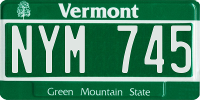 VT license plate NYM745