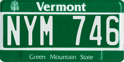 VT license plate NYM746