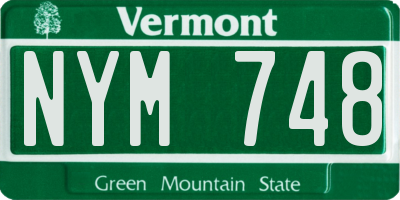VT license plate NYM748