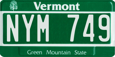 VT license plate NYM749