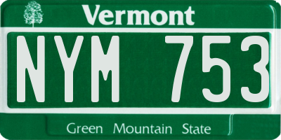 VT license plate NYM753
