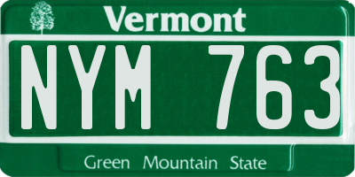 VT license plate NYM763