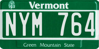 VT license plate NYM764