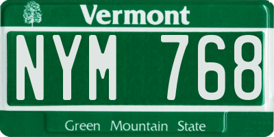 VT license plate NYM768