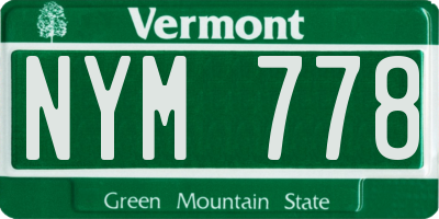 VT license plate NYM778