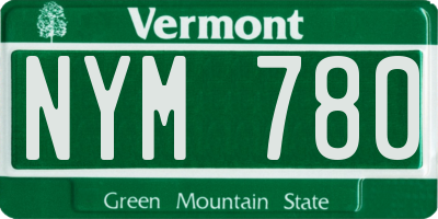 VT license plate NYM780