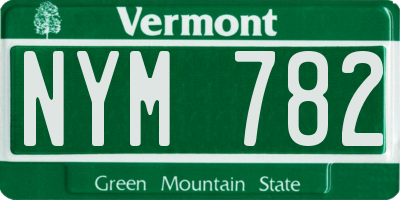 VT license plate NYM782