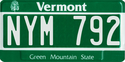 VT license plate NYM792