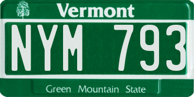 VT license plate NYM793