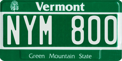 VT license plate NYM800