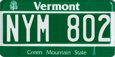 VT license plate NYM802