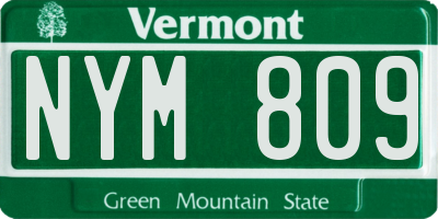 VT license plate NYM809