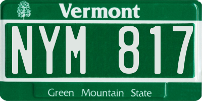 VT license plate NYM817
