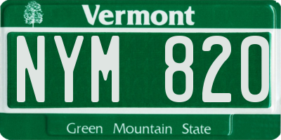VT license plate NYM820