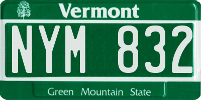 VT license plate NYM832