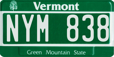 VT license plate NYM838