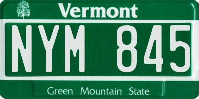 VT license plate NYM845