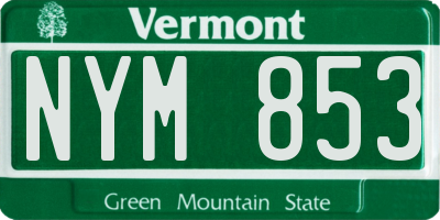 VT license plate NYM853