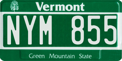 VT license plate NYM855