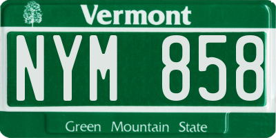 VT license plate NYM858