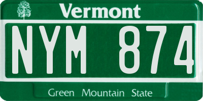 VT license plate NYM874