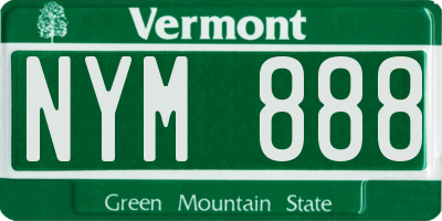 VT license plate NYM888