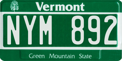 VT license plate NYM892