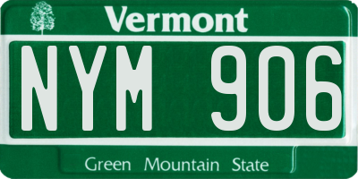 VT license plate NYM906