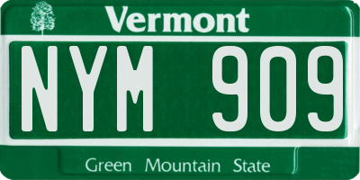 VT license plate NYM909
