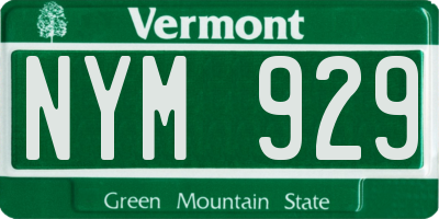 VT license plate NYM929