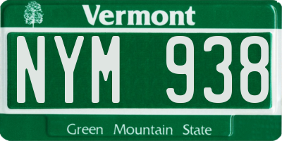 VT license plate NYM938