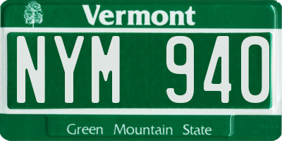 VT license plate NYM940