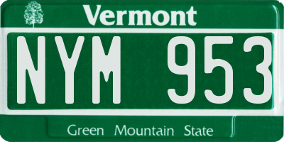 VT license plate NYM953
