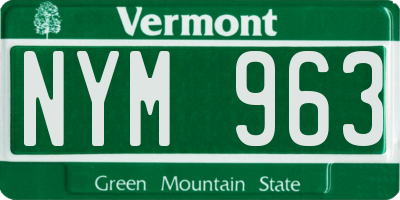 VT license plate NYM963