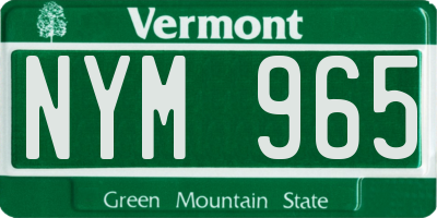 VT license plate NYM965