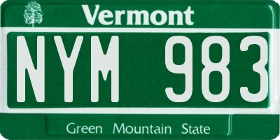 VT license plate NYM983
