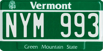 VT license plate NYM993