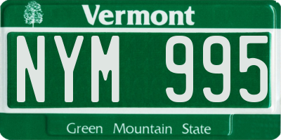 VT license plate NYM995