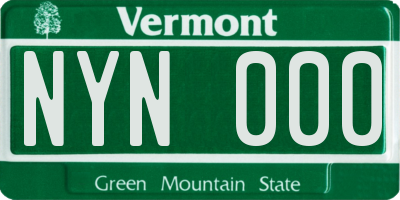 VT license plate NYN000