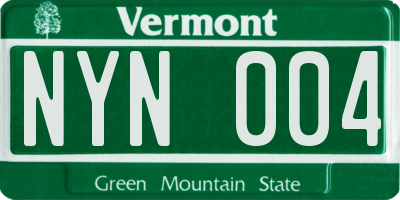 VT license plate NYN004