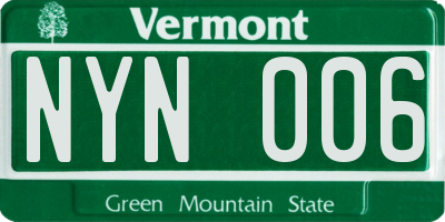 VT license plate NYN006