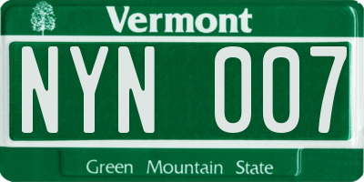 VT license plate NYN007