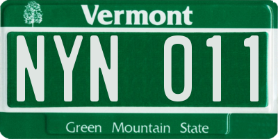 VT license plate NYN011