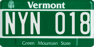 VT license plate NYN018