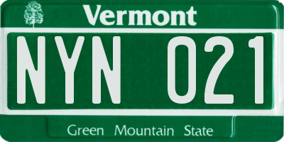 VT license plate NYN021