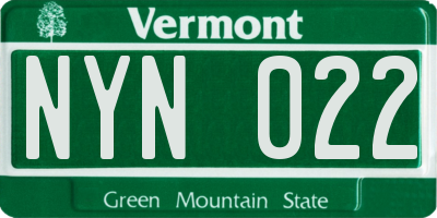 VT license plate NYN022